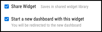 User Widgets - Share Widget and Start New Dashboard